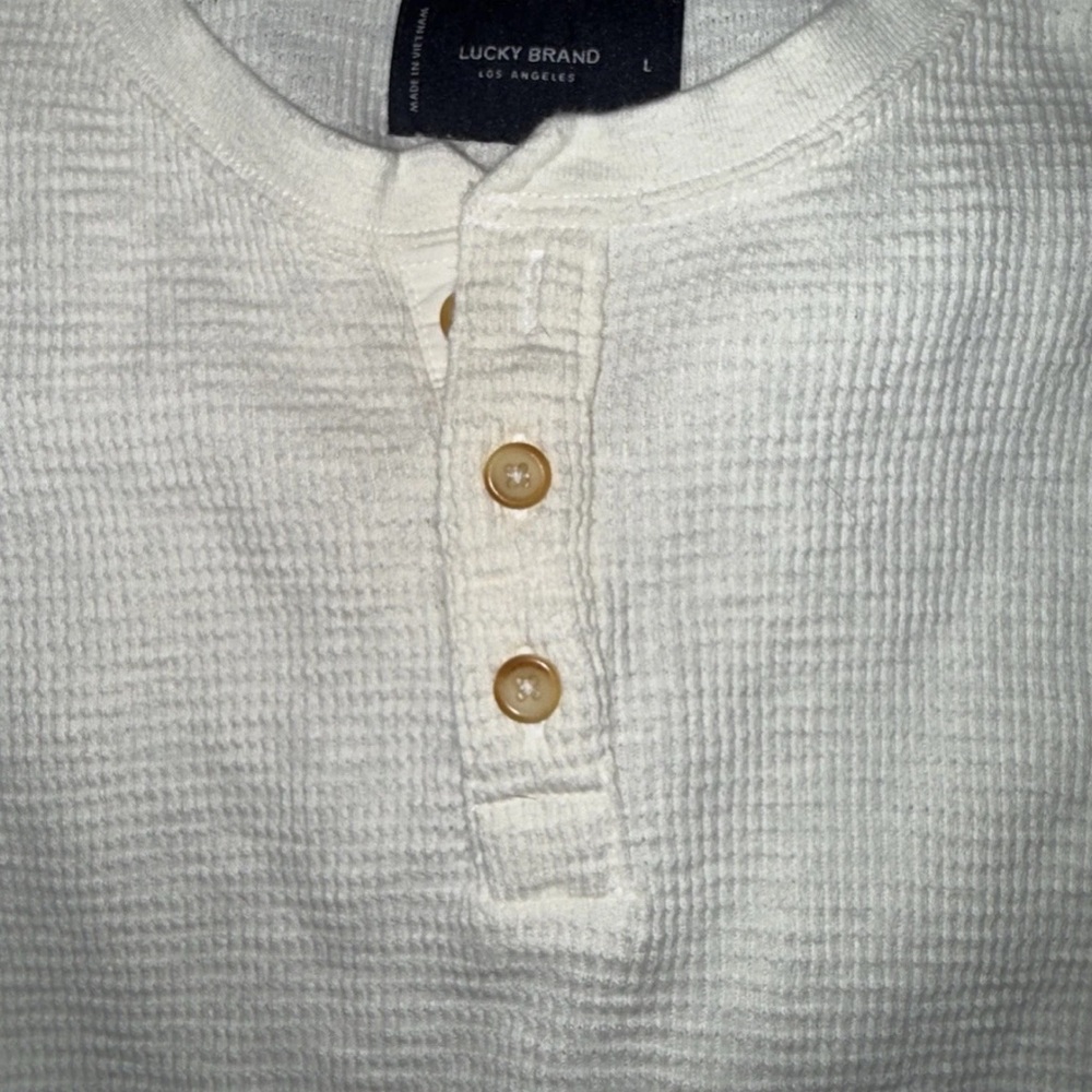 Lucky Brand Cream Long Sleeve Henley Tee